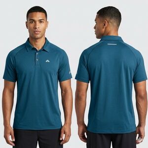 EMS Techwick Mens Short Sleeve Snap Polo Shirt Teal Blue Performance Size M NWOT